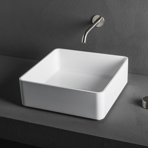Lavabo da appoggio - MOOD: S/R - MAKRO - in composito / quadrato / contemporaneo