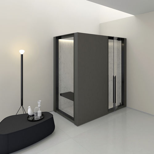 Box doccia a vapore - H2_HAMMAM - MAKRO - in vetro / con porta pivotante / d'angolo
