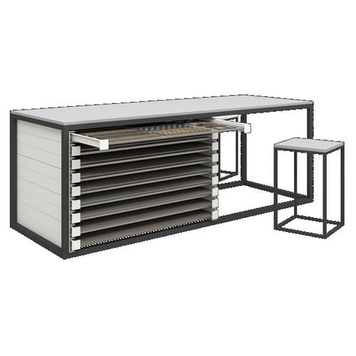 Espositore Scorrevole Per Piastrelle | 10 Ripiani Regolabili | Per Fiere E Showroom | Colore Nero