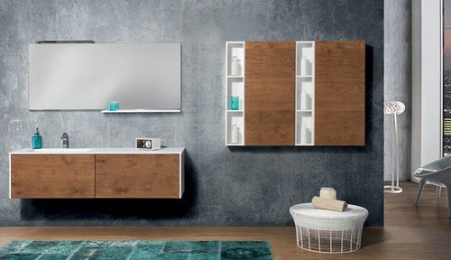 Mobile lavabo sospeso - V56 - MOBILTESINO - in legno massiccio / contemporaneo / con cassetti