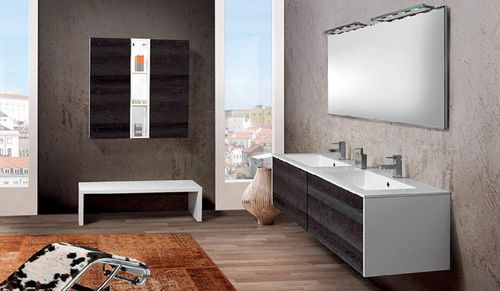 Mobile lavabo doppio - V60 - MOBILTESINO - sospeso / in legno massiccio / contemporaneo