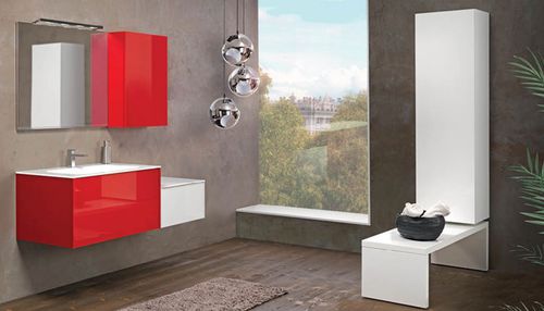 Mobile lavabo sospeso - V63 - MOBILTESINO - in legno massiccio / contemporaneo / con cassetti