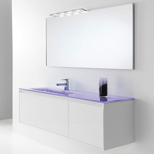 Mobile lavabo sospeso - LU.02 - MOBILTESINO - in legno / in vetro / contemporaneo