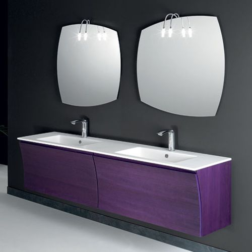 Mobile lavabo doppio - S 130 - MOBILTESINO - sospeso / in legno / contemporaneo