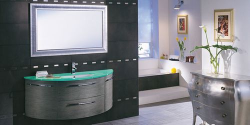 Mobile lavabo sospeso - F 122 - MOBILTESINO - in rovere / contemporaneo / con cassetti