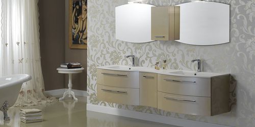 Mobile lavabo doppio - F 139 - MOBILTESINO - sospeso / in legno / contemporaneo