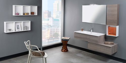 Mobile lavabo sospeso - HD.01 - MOBILTESINO - in laminato / in ceramica / contemporaneo