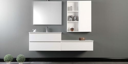 Mobile lavabo sospeso - HD.03 - MOBILTESINO - in legno / in ceramica / contemporaneo