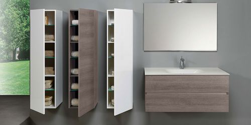 Mobile lavabo sospeso - HD.07 - MOBILTESINO - in laminato / in vetro / contemporaneo
