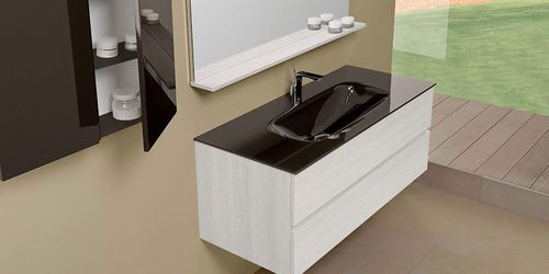 Mobile lavabo sospeso - HD.09 - MOBILTESINO - in laminato / in vetro / contemporaneo