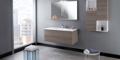 Mobile lavabo sospeso - HD.11 - MOBILTESINO - in laminato / in ceramica / contemporaneo