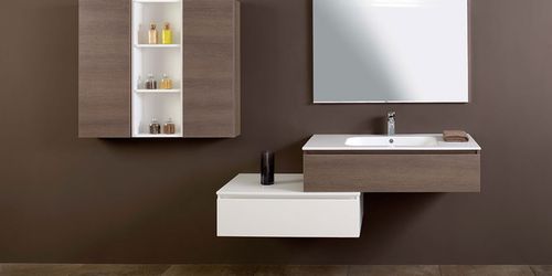 Mobile lavabo sospeso - HD.02 - MOBILTESINO - in laminato / in ceramica / contemporaneo