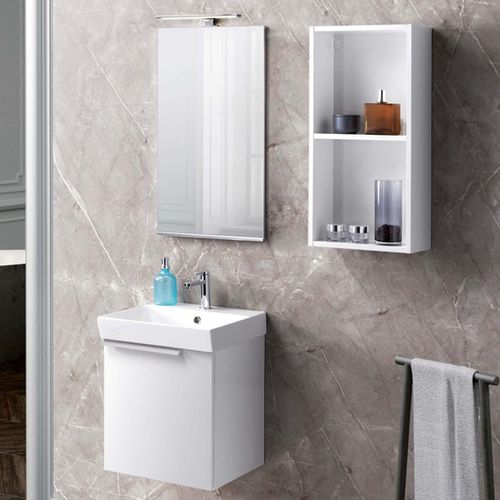 Mobile lavabo sospeso - FY03 - MOBILTESINO - in legno laccato / contemporaneo / con specchio