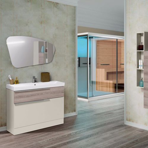 Mobile lavabo sospeso - FY08 - MOBILTESINO - in legno laccato / contemporaneo / con specchio