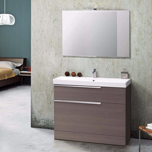 Mobile lavabo sospeso - FY16 - MOBILTESINO - impiallacciato in legno / contemporaneo / con specchio