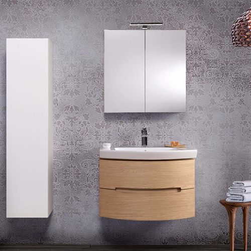 Mobile lavabo sospeso - DR02 - MOBILTESINO - impiallacciato in legno / contemporaneo / con specchio