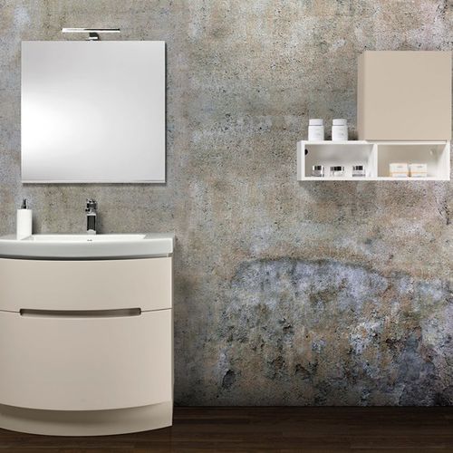 Mobile lavabo sospeso - DR03 - MOBILTESINO - impiallacciato in legno / contemporaneo / con specchio