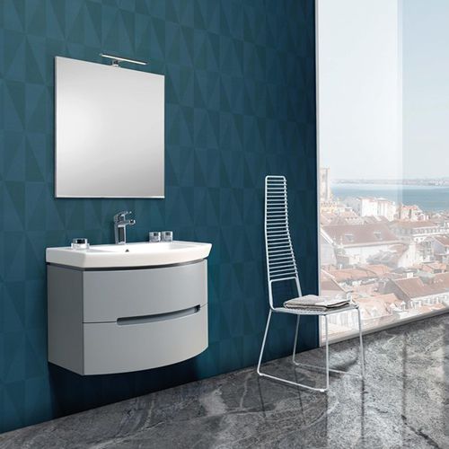 Mobile lavabo sospeso - DR04 - MOBILTESINO - in legno laccato / contemporaneo / con specchio