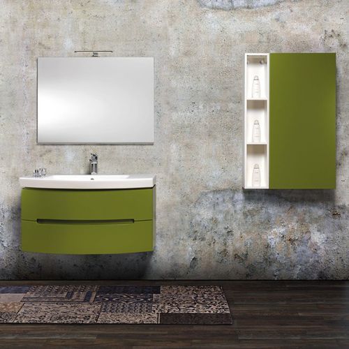 Mobile lavabo sospeso - DR05 - MOBILTESINO - in legno laccato / contemporaneo / con specchio