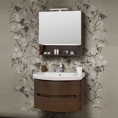 Mobile lavabo sospeso - DR10 - MOBILTESINO - in legno / contemporaneo / con specchio