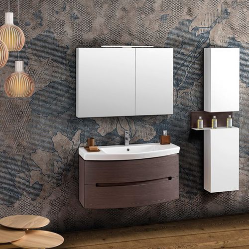 Mobile lavabo sospeso - DR11 - MOBILTESINO - in legno / contemporaneo / con specchio