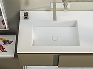 Lavabo integrato - AQUA MODULE - MOMA DESIGN - in Corian® / con piano integrato / su misura