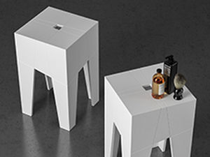 Sgabello contemporaneo - TANGRAM - MOMA DESIGN - in metallo / con supporto in metallo / quadrato