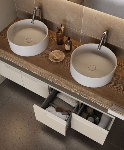Lavabo da appoggio - JUMP  - MOMA DESIGN - in Solid Surface / doppio / rotondo