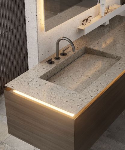 Piano lavabo doppio - TECNO  - MOMA DESIGN - in marmo / in gres porcellanato / su misura