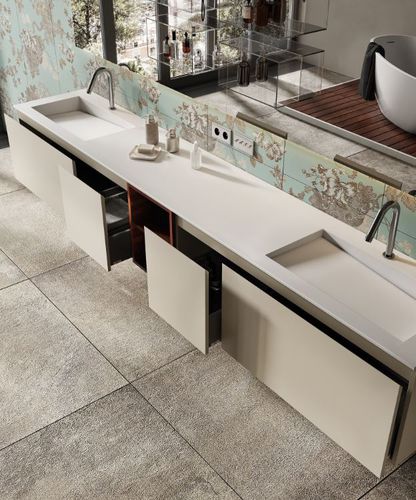 Lavabo sospeso - CAPRI - MOMA DESIGN - in Corian® / su misura / doppio