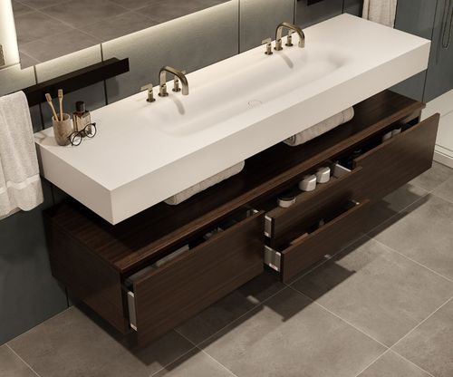 Mobile lavabo doppio - BOXLINE - MOMA DESIGN - a muro / in rovere / in MDF