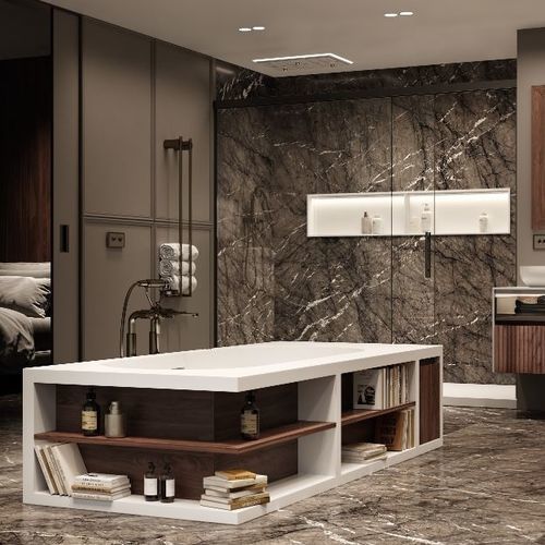 Vasca da bagno da appoggio - IVORY TUB  - MOMA DESIGN - per ambiente abitativo / in Corian® / in noce