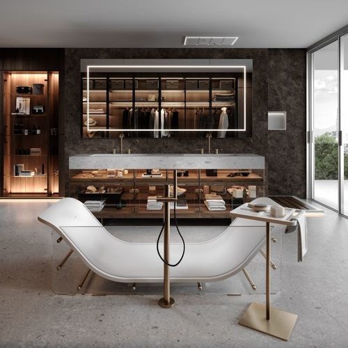 Vasca da bagno ad isola - CHAISE LONGUE RIVE GAUCHE  - MOMA DESIGN - per ambiente abitativo / in Solid Surface / in acciaio inossidabile