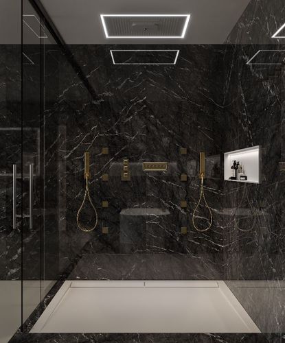 Piatto doccia rettangolare - METRO UNIQUE  - MOMA DESIGN - da appoggio / in Solid Surface / con canaletto di scarico