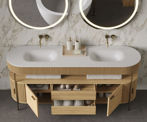 Mobile lavabo doppio - ECLIPSE - MOMA DESIGN - da appoggio / in legno / in alluminio