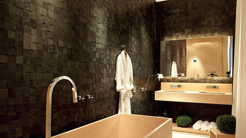 Piastrella in ardesia - KALEIDOS : CUBUS PRETO - MOSARTE - a rilievo / da interno / da bagno