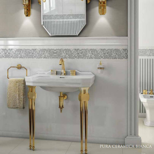 Lavabo con piedi - PURA CERAMICA BIANCA - PETRACER'S CERAMICS - in ceramica / in acciaio inossidabile / rettangolare