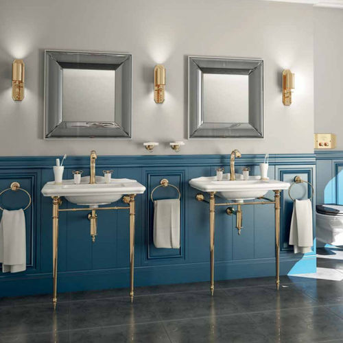 Lavabo con piedi - VENETIA - PETRACER'S CERAMICS - in ceramica / in acciaio inossidabile / rettangolare
