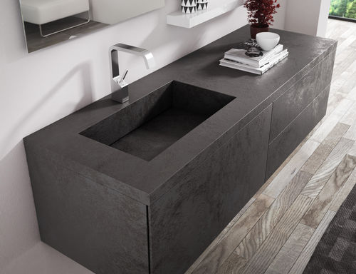 Mobile lavabo sospeso - LOUNGE LAM: 40 / 161 - PROGETTOBAGNO - in ceramica / contemporaneo / con cassetti