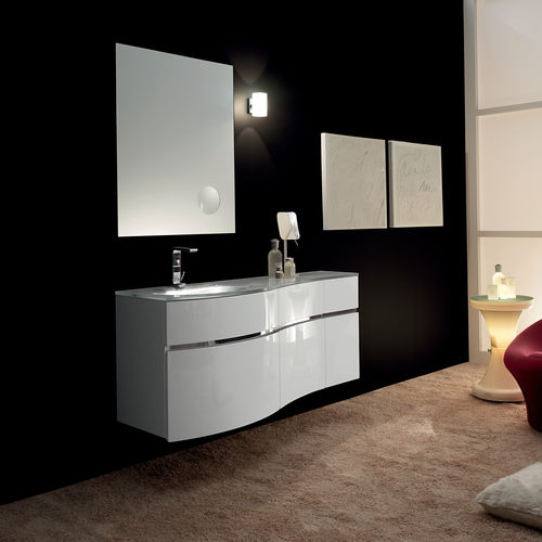 Mobile lavabo sospeso - SINUA: 140  - PROGETTOBAGNO - in cristallo / in acciaio inossidabile / contemporaneo