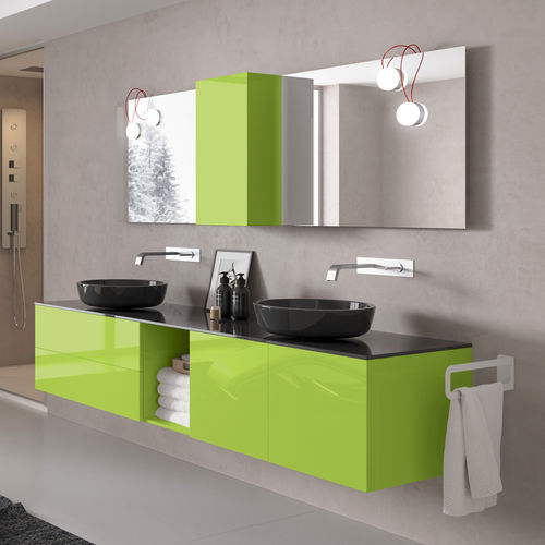 Mobile lavabo doppio - LOUNGE + ROUND 40 / 190 - PROGETTOBAGNO - sospeso / in vetro / contemporaneo