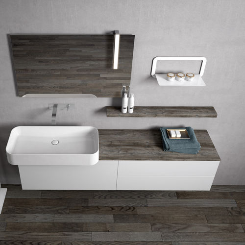 Mobile lavabo sospeso - LOUNGE SLIM: 40 / 180 - PROGETTOBAGNO - in laminato / in ceramica / contemporaneo