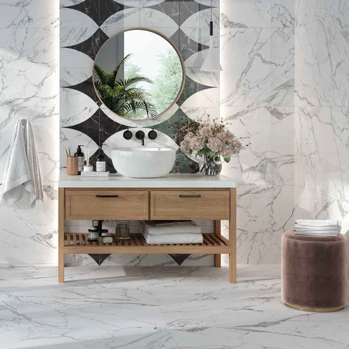 Piastrella in gres porcellanato - STATUARIO - Ceramica Rondine - levigata / finitura naturale / da interno
