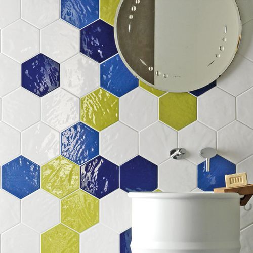 Piastrella esagonale in gres porcellanato - EXABRIGHT - TONALITE - lucida / da interno / da parete