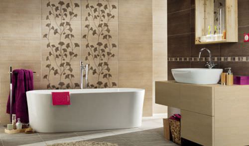 Piastrella in ceramica - BILOBA BEIGE - TUBADZIN - opaca / da interno / da bagno