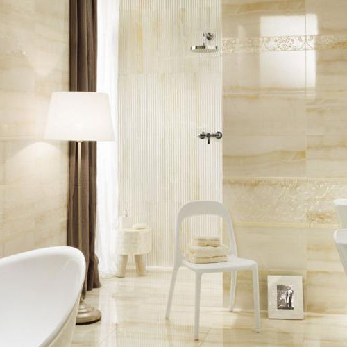 Piastrella in gres porcellanato - ONIS - TUBADZIN - a rilievo / levigata / da bagno