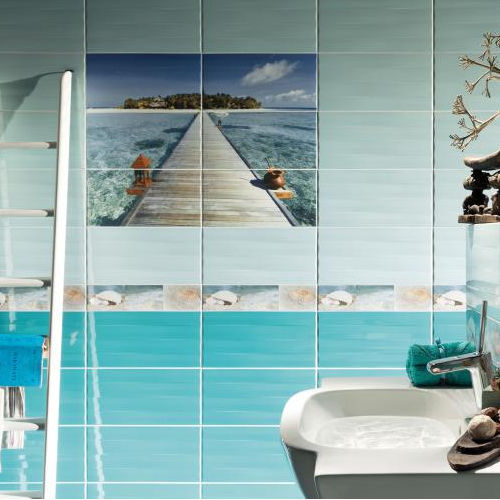 Piastrella in gres porcellanato - MAXIMA AZURE - TUBADZIN - levigata / da bagno / da parete