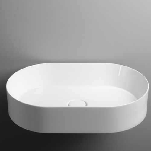 Lavabo da appoggio - TRACK H14 - VALDAMA - in ceramica / ovale / contemporaneo