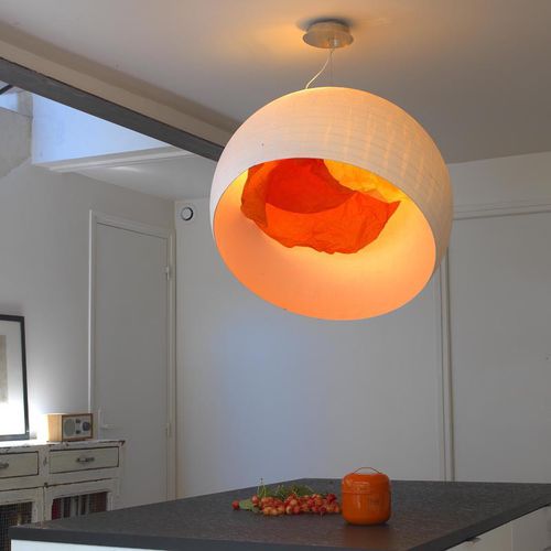Lampada a sospensione - COQUILLE D'OEUF - CÉLINE WRIGHT  - in acciaio / in carta giapponese / contemporanea