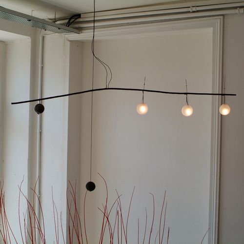 Lampada a sospensione - TI AMO MILAN  - CÉLINE WRIGHT  - in acciaio inossidabile spazzolato / in vetro / design originale
